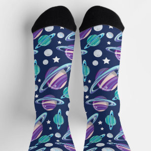 Chaussette Motif spatial, Planètes, Étoiles, Galaxie, Cosmos
