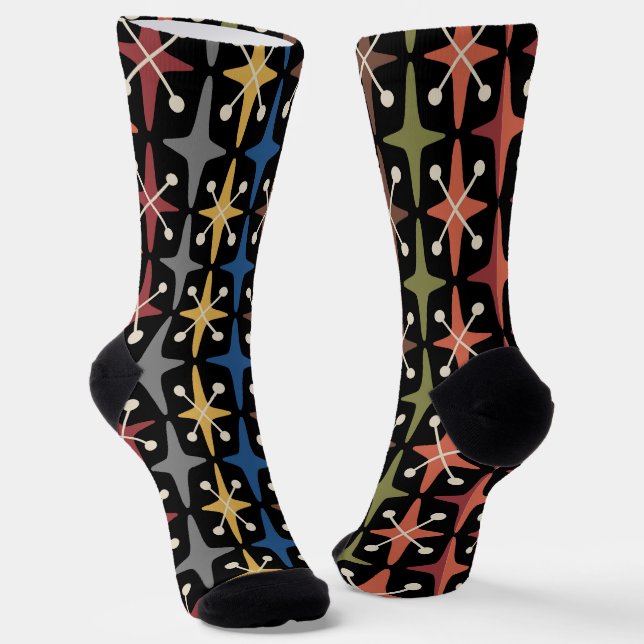 Chaussette Motif Starburst moderne du milieu du siècle (Angulaire)