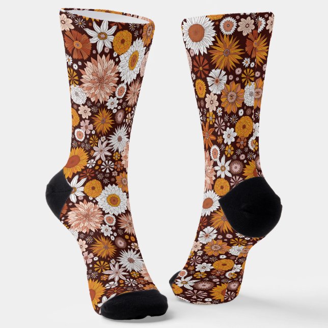 Chaussette Motif super Retro Flower Garden (Angulaire)