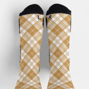 Chaussette Motif Tartan Brun Blanc yxm0uat9