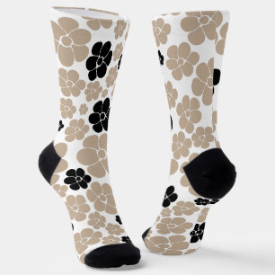 Chaussette Motif tendance en Taupe, noir et blanc