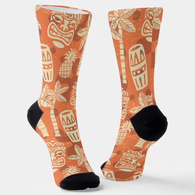 Chaussette Motif Tiki Rétro Moderne du Milieu du Siècle (Angulaire)