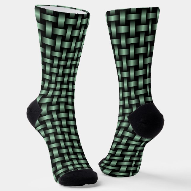 Chaussette Motif Tissé Vert Noir (Angulaire)