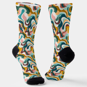 Chaussette Motif tourbillonnant coloré du milieu du siècle