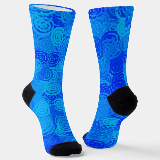 Chaussette Motif Tourbillons Bleus (Angulaire)
