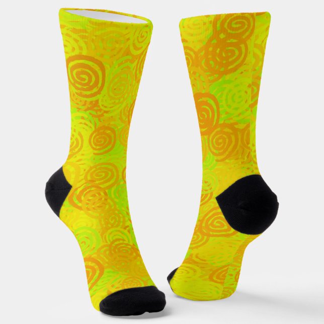 Chaussette Motif Tourbillons Jaune Vert Orange (Angulaire)