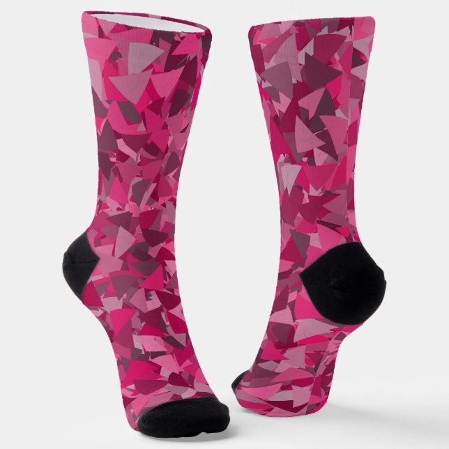 Chaussette Motif Triangle Gris Rose (Angulaire)