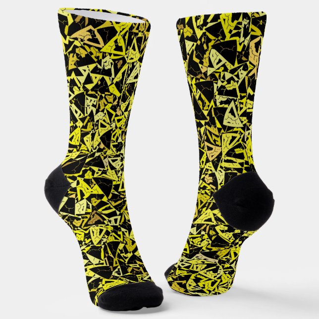 Chaussette Motif Triangle Noir Jaune (Angulaire)