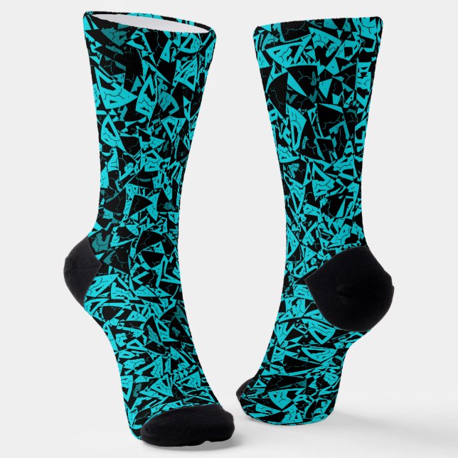 Chaussette Motif Triangle Noir Sarcelle (Angulaire)