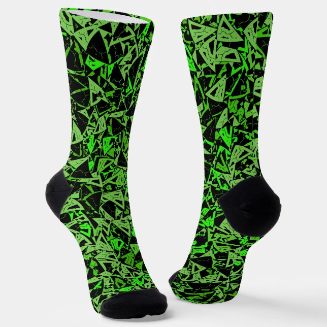 Chaussette Motif Triangle Noir Vert (Angulaire)