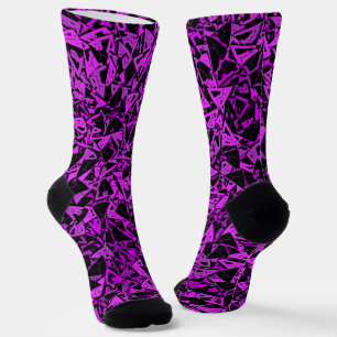 Chaussette Motif Triangle Noir Violet