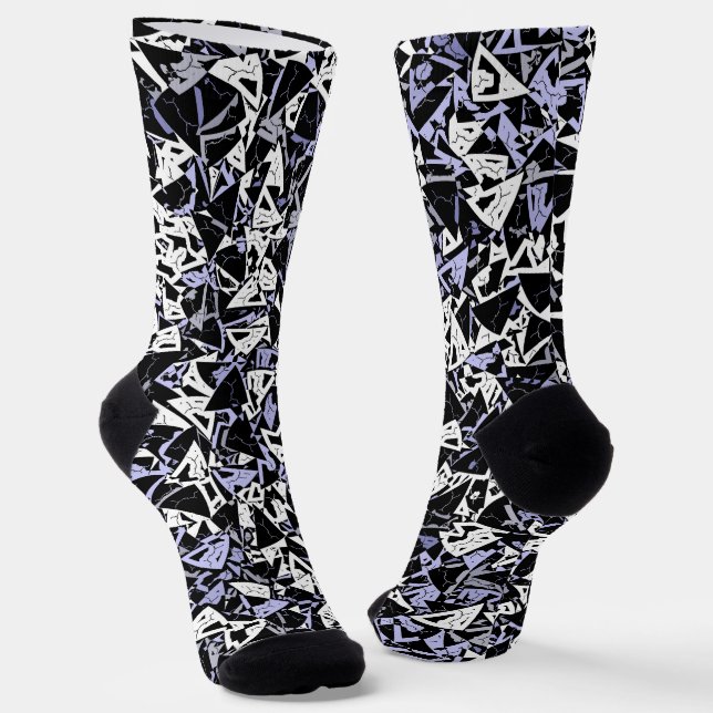 Chaussette Motif Triangle Noir Violet (Angulaire)