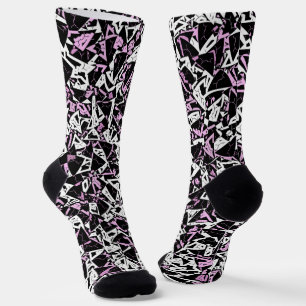 Chaussette Motif Triangle Noir Violet