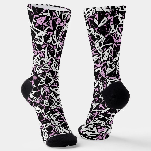 Chaussette Motif Triangle Noir Violet (Angulaire)