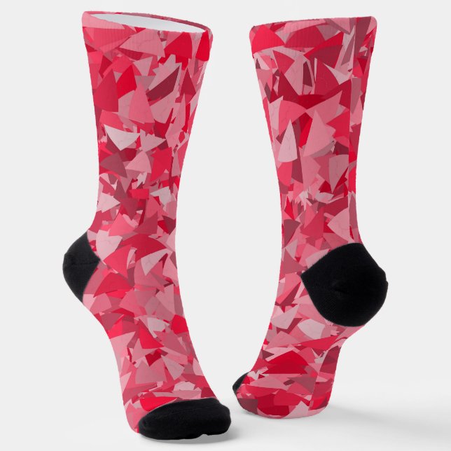 Chaussette Motif Triangle Rose Rouge (Angulaire)