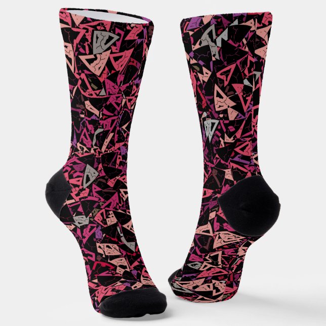Chaussette Motif Triangle Rose Violet (Angulaire)