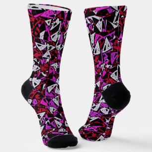 Chaussette Motif Triangle Rouge Violet