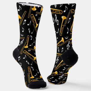 Chaussette Motif Trombone Music Notes