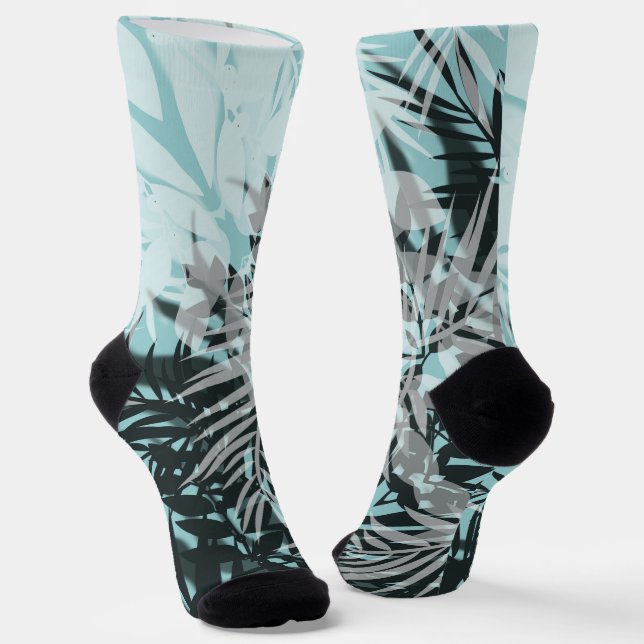 Chaussette Motif tropical bleu clair (Angulaire)