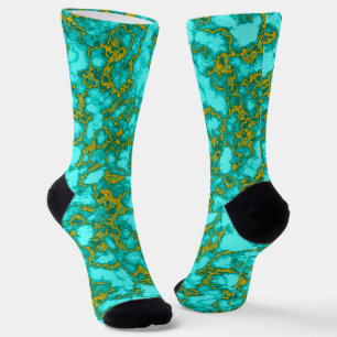 Chaussette Motif Turquoise et Or