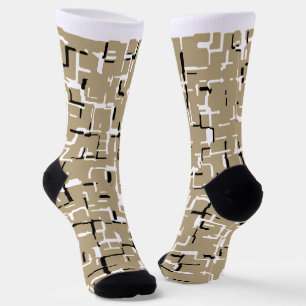 Chaussette Motif unique beige noir et blanc  