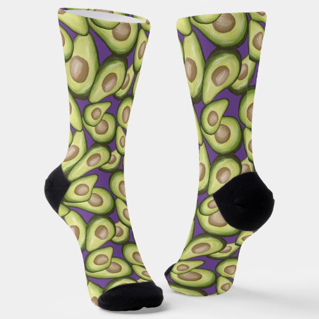 Chaussette Motif Vegan Avocado frais et gourmand (Angulaire)