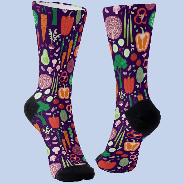 Chaussette Motif végétal moderne amusant (Fun modern colorful healty vegetable pattern socks for foodies, cooks and chefs.)
