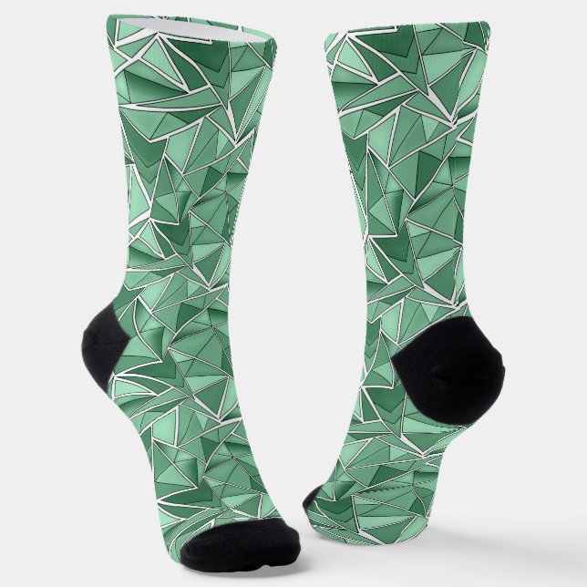 Chaussette Motif vert abstrait de formes géométriques  (Angulaire)