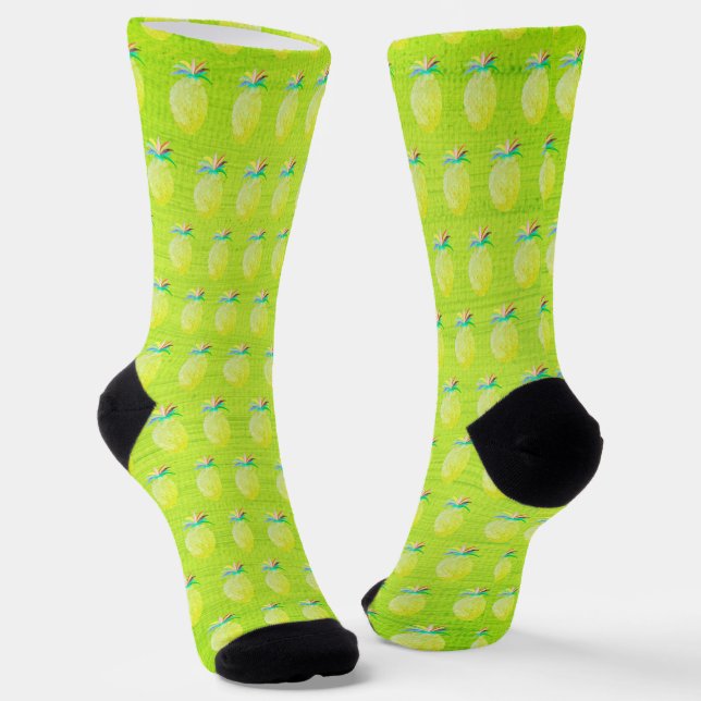 Chaussette Motif vert de kiwi d'ananas juteux (Angulaire)