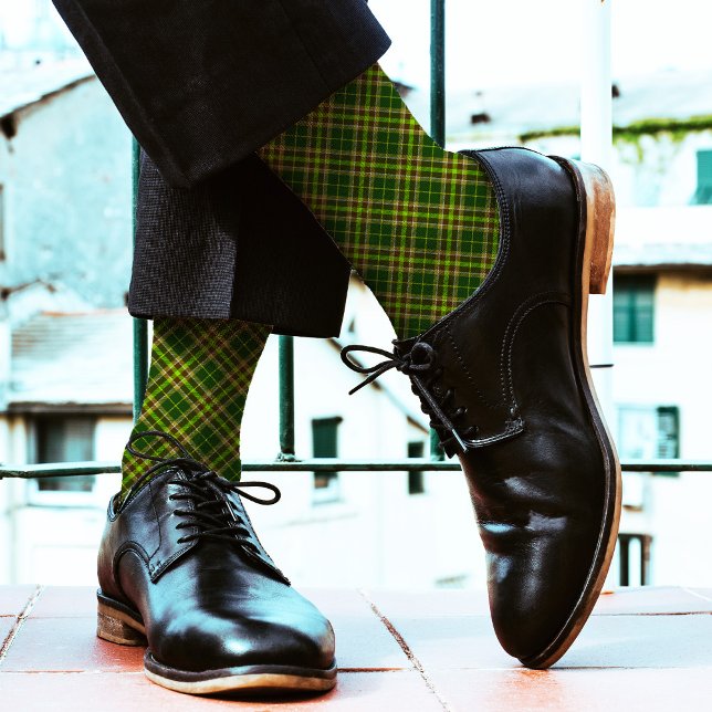 Chaussette Motif vert moderne à plaid Tartan À damiers Cool (Créateur téléchargé)
