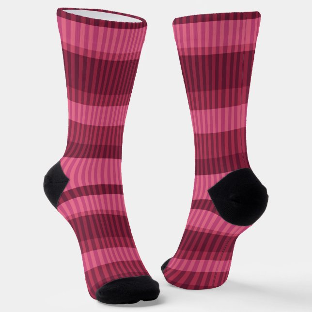 Chaussette Motif vertical rayé rouge corail (Angulaire)