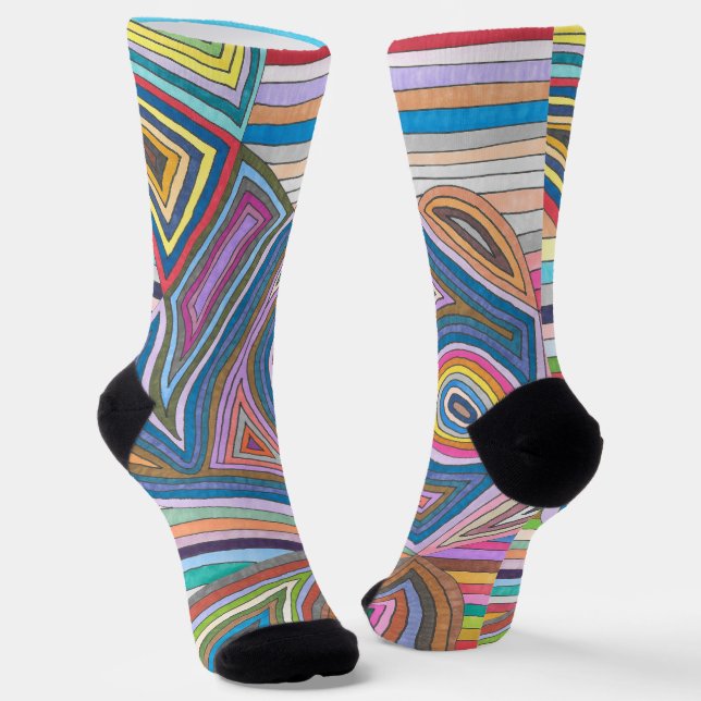 Chaussette Motif vibrant à rayures géométriques abstraites (Angulaire)
