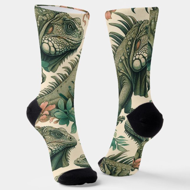 Chaussette Motif vintage Iguana (Angulaire)