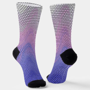 Chaussette Motif Violet Rose Hexagone