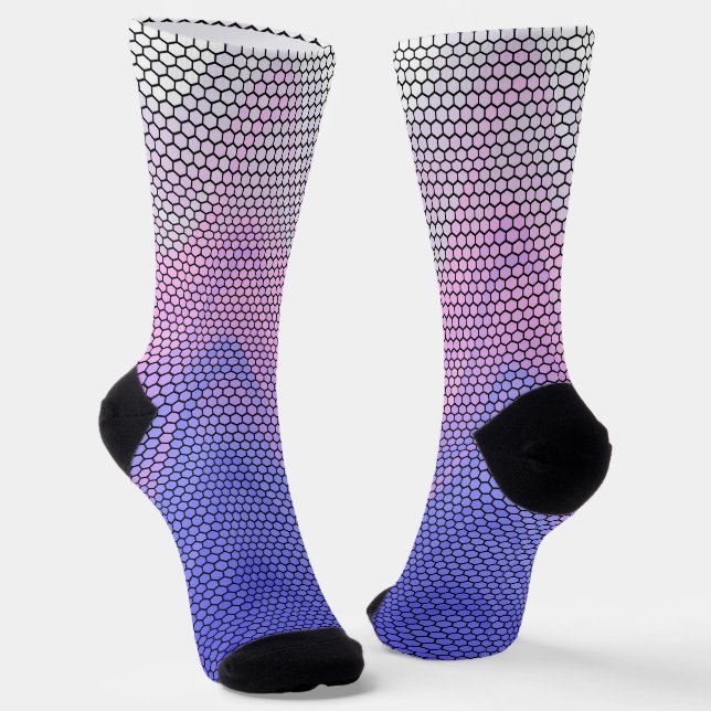 Chaussette Motif Violet Rose Hexagone (Angulaire)