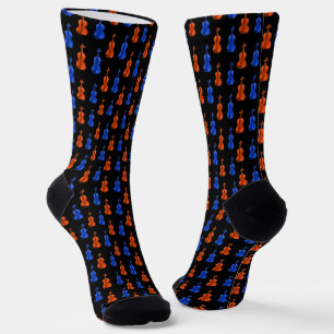 Chaussette Motif violon bleu orange