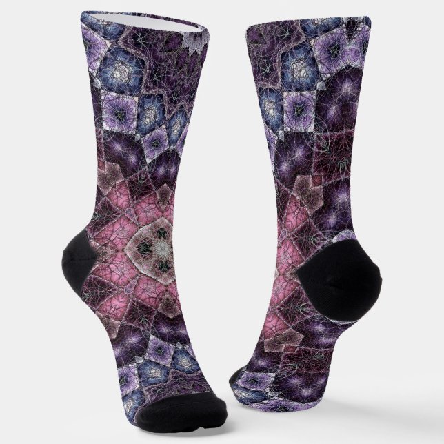 Chaussette Motif Web de Mandala Rose et Violet Vibrant (Angulaire)