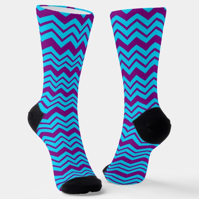 Chaussette Motif Zigzag Chevron Violet Bleu  (Angulaire)