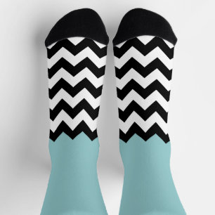 Chaussette Motif Zigzag noir et blanc, Chevron, Bleu