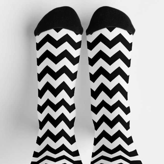 Chaussette Motif Zigzag noir et blanc, Motif Chevron (Haut)