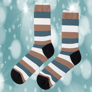 Chaussette Motifs Brown Turquoise blanc
