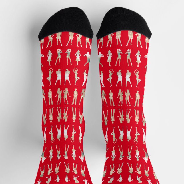 Chaussette Motifs de filles en silhouette de mode mignonne (Haut)