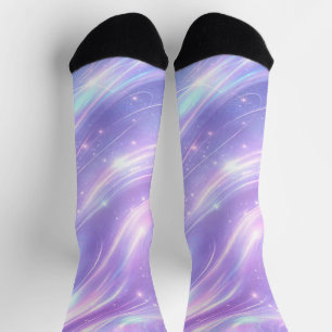 Chaussette Motifs holographiques violets art IA