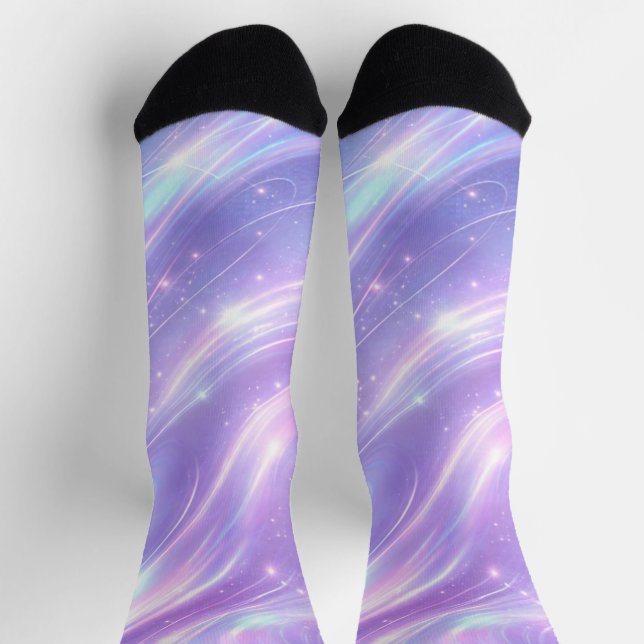 Chaussette Motifs holographiques violets art IA (Haut)