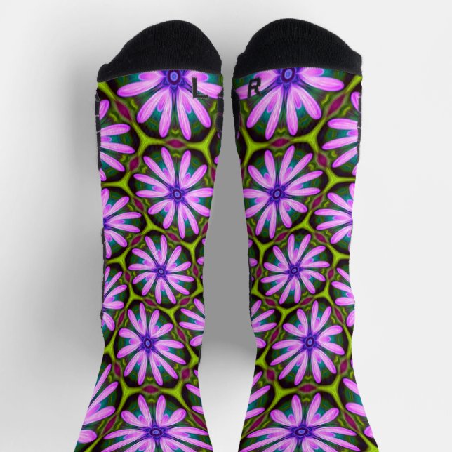 Chaussette Motifs marguerite violet (Haut)