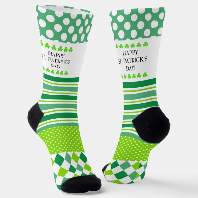 Chaussette Motifs verts et blancs fous  (Créateur téléchargé)