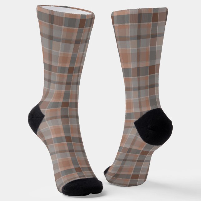 Chaussette Mousse au moka et carreaux gris (Angulaire)