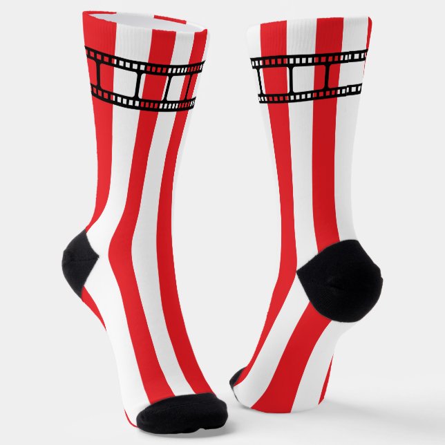 Chaussette Movie Theater Cinema Lover Stripes and Clap Board (Angulaire)