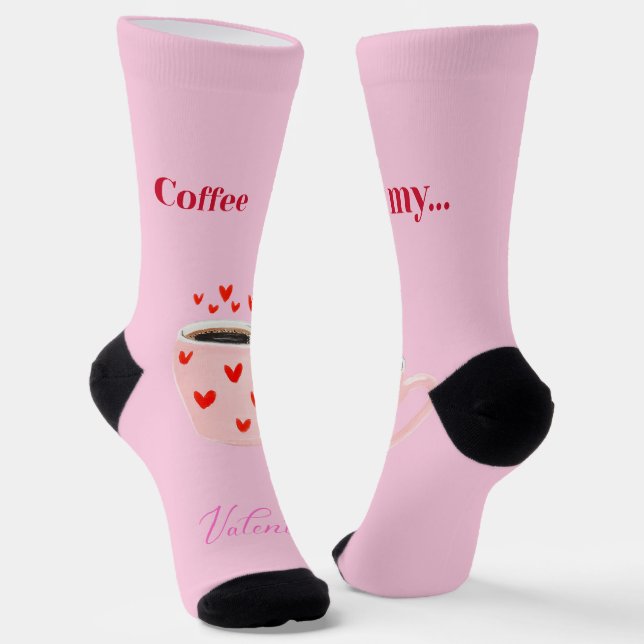 Chaussette Mug à café rose pour la Saint-Valentin avec des cœ (Angulaire)