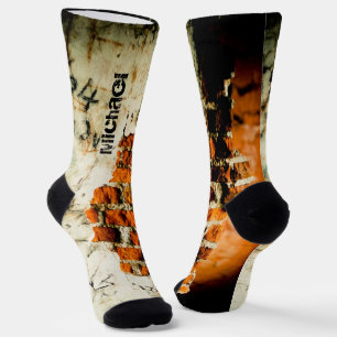 Chaussette Mur de briques orange Cool grafiti Nom personnalis